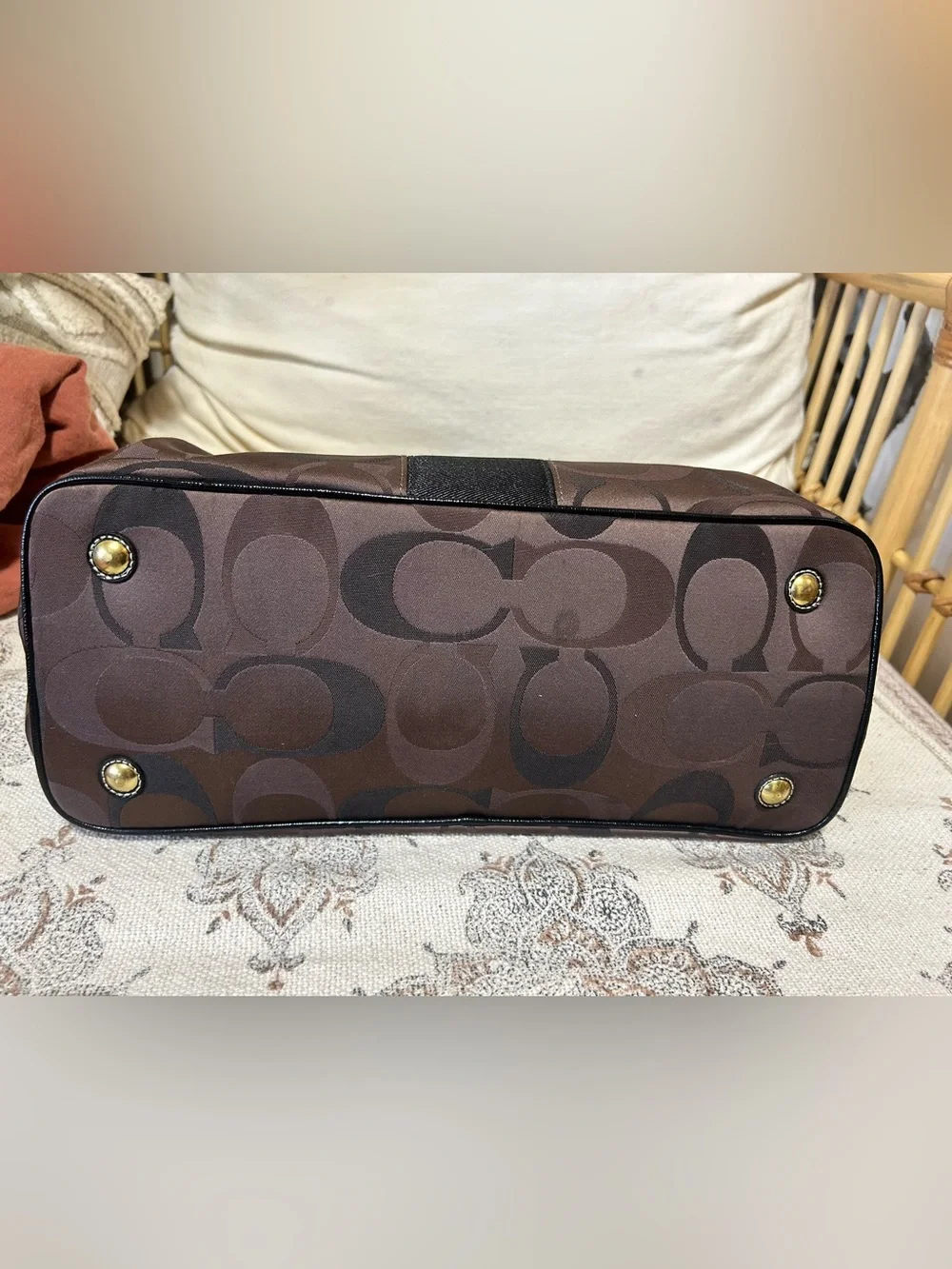 Y2K Coach Brown Signature Shoulder Bag
